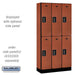 Salsbury 12" Wide Double Tier Designer Wood Locker - 3 Wide - 6 Feet High - 15 Inches Deep - Cherry - Black Electronic Locks - Sweatfully