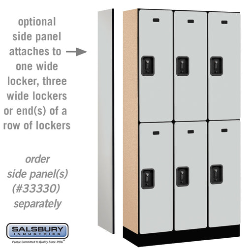 Salsbury 12" Wide Double Tier Designer Wood Locker - 3 Wide - 6 Feet High - 15 Inches Deep - Gray - Black Resettable Combination Locks - Sweatfully