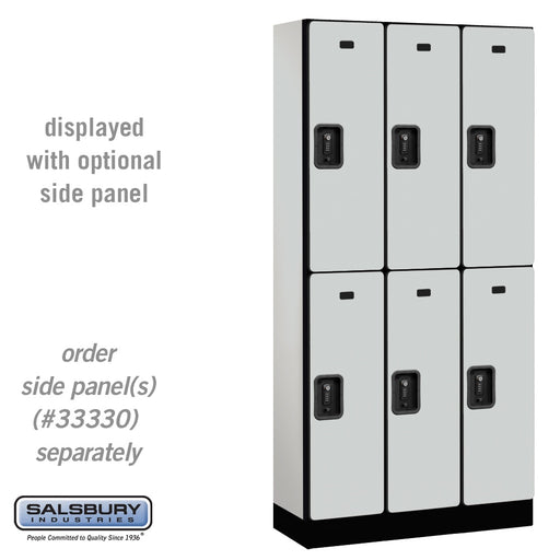 Salsbury 12" Wide Double Tier Designer Wood Locker - 3 Wide - 6 Feet High - 15 Inches Deep - Gray - Black Resettable Combination Locks - Sweatfully