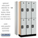 Salsbury 12" Wide Double Tier Designer Wood Locker - 3 Wide - 6 Feet High - 15 Inches Deep - Gray - Silver Electronic Locks - Sweatfully