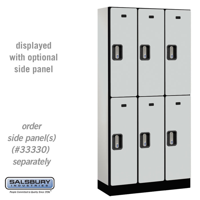 Salsbury 12" Wide Double Tier Designer Wood Locker - 3 Wide - 6 Feet High - 15 Inches Deep - Gray - Silver Electronic Locks - Sweatfully