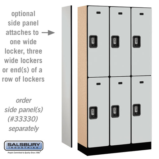 Salsbury 12" Wide Double Tier Designer Wood Locker - 3 Wide - 6 Feet High - 15 Inches Deep - Gray - Silver Resettable Combination Locks - Sweatfully