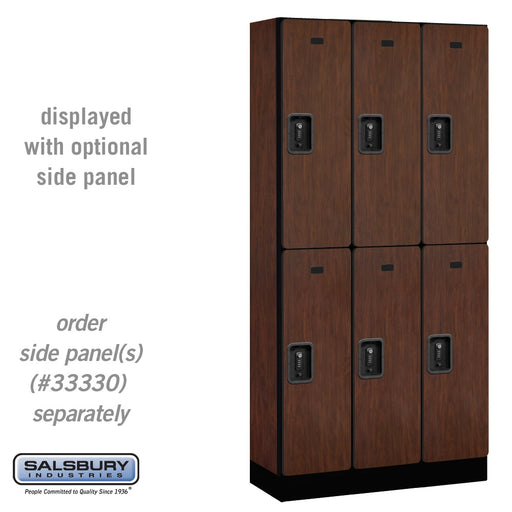 Salsbury 12" Wide Double Tier Designer Wood Locker - 3 Wide - 6 Feet High - 15 Inches Deep - Mahogany - Black Resettable Combination Locks - Sweatfully