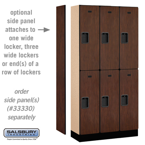 Salsbury 12" Wide Double Tier Designer Wood Locker - 3 Wide - 6 Feet High - 15 Inches Deep - Mahogany - Hasps - Sweatfully