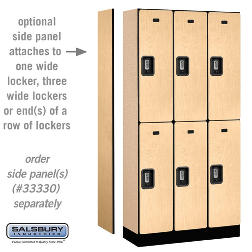 Salsbury 12" Wide Double Tier Designer Wood Locker - 3 Wide - 6 Feet High - 15 Inches Deep - Maple - Silver Resettable Combination Locks - Sweatfully