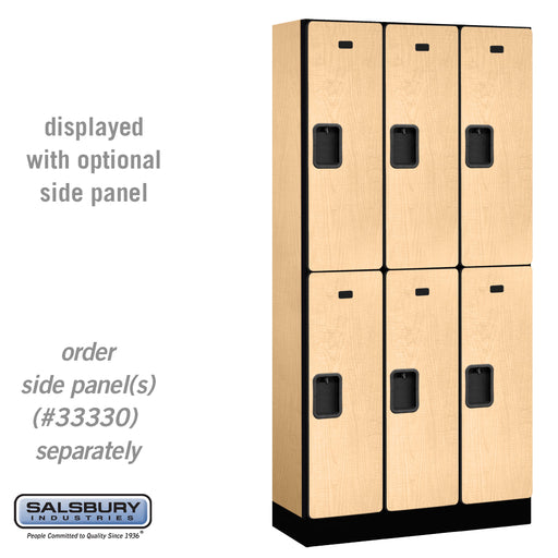 Salsbury 12" Wide Double Tier Designer Wood Locker - 3 Wide - 6 Feet High - 15 Inches Deep - Maple - Hasps - Sweatfully