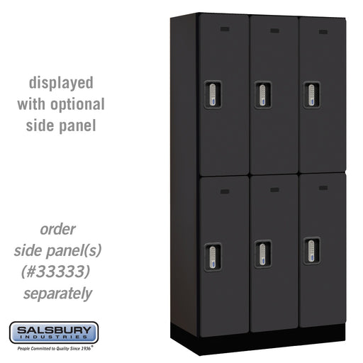 Salsbury 12" Wide Double Tier Designer Wood Locker - 3 Wide - 6 Feet High - 18 Inches Deep - Black - Silver Electronic Locks - Sweatfully