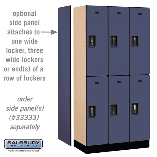 Salsbury 12" Wide Double Tier Designer Wood Locker - 3 Wide - 6 Feet High - 18 Inches Deep - Blue - Black Electronic Locks - Sweatfully