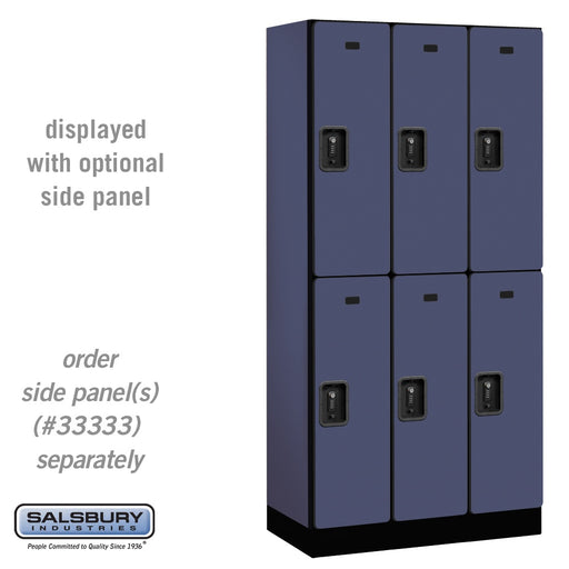 Salsbury 12" Wide Double Tier Designer Wood Locker - 3 Wide - 6 Feet High - 18 Inches Deep - Blue - Black Resettable Combination Locks - Sweatfully