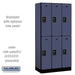 Salsbury 12" Wide Double Tier Designer Wood Locker - 3 Wide - 6 Feet High - 18 Inches Deep - Blue - Black Resettable Combination Locks - Sweatfully