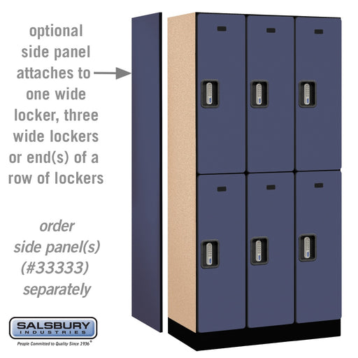 Salsbury 12" Wide Double Tier Designer Wood Locker - 3 Wide - 6 Feet High - 18 Inches Deep - Blue - Silver Electronic Locks - Sweatfully