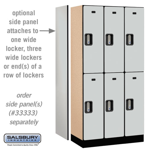 Salsbury 12" Wide Double Tier Designer Wood Locker - 3 Wide - 6 Feet High - 18 Inches Deep - Gray - Silver Electronic Locks - Sweatfully