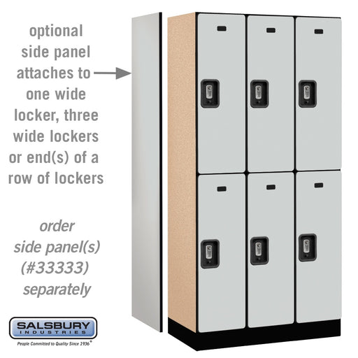 Salsbury 12" Wide Double Tier Designer Wood Locker - 3 Wide - 6 Feet High - 18 Inches Deep - Gray - Silver Resettable Combination Locks - Sweatfully