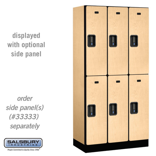Salsbury 12" Wide Double Tier Designer Wood Locker - 3 Wide - 6 Feet High - 18 Inches Deep - Maple - Black Electronic Locks - Sweatfully