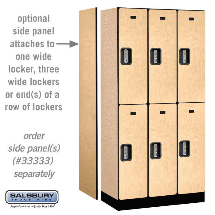 Salsbury 12" Wide Double Tier Designer Wood Locker - 3 Wide - 6 Feet High - 18 Inches Deep - Maple - Silver Electronic Locks - Sweatfully