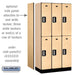 Salsbury 12" Wide Double Tier Designer Wood Locker - 3 Wide - 6 Feet High - 18 Inches Deep - Maple - Silver Electronic Locks - Sweatfully