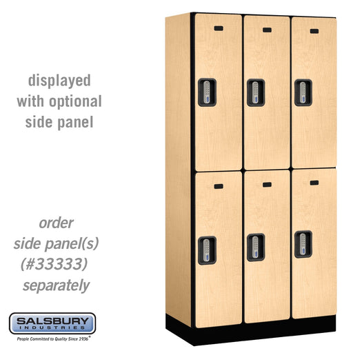 Salsbury 12" Wide Double Tier Designer Wood Locker - 3 Wide - 6 Feet High - 18 Inches Deep - Maple - Silver Electronic Locks - Sweatfully