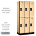 Salsbury 12" Wide Double Tier Designer Wood Locker - 3 Wide - 6 Feet High - 18 Inches Deep - Maple - Silver Electronic Locks - Sweatfully