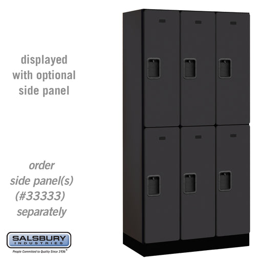 Salsbury 12" Wide Double Tier Designer Wood Locker - 3 Wide - 6 Feet High - 18 Inches Deep - Black - Hasps - Sweatfully