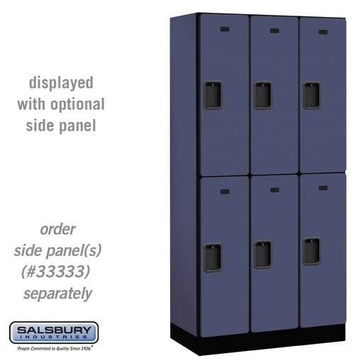 Salsbury 12" Wide Double Tier Designer Wood Locker - 3 Wide - 6 Feet High - 18 Inches Deep - Blue - Hasps - Sweatfully
