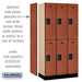 Salsbury 12" Wide Double Tier Designer Wood Locker - 3 Wide - 6 Feet High - 18 Inches Deep - Cherry - Hasps - Sweatfully