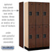 Salsbury 12" Wide Double Tier Designer Wood Locker - 3 Wide - 6 Feet High - 18 Inches Deep - Mahogany - Hasps - Sweatfully