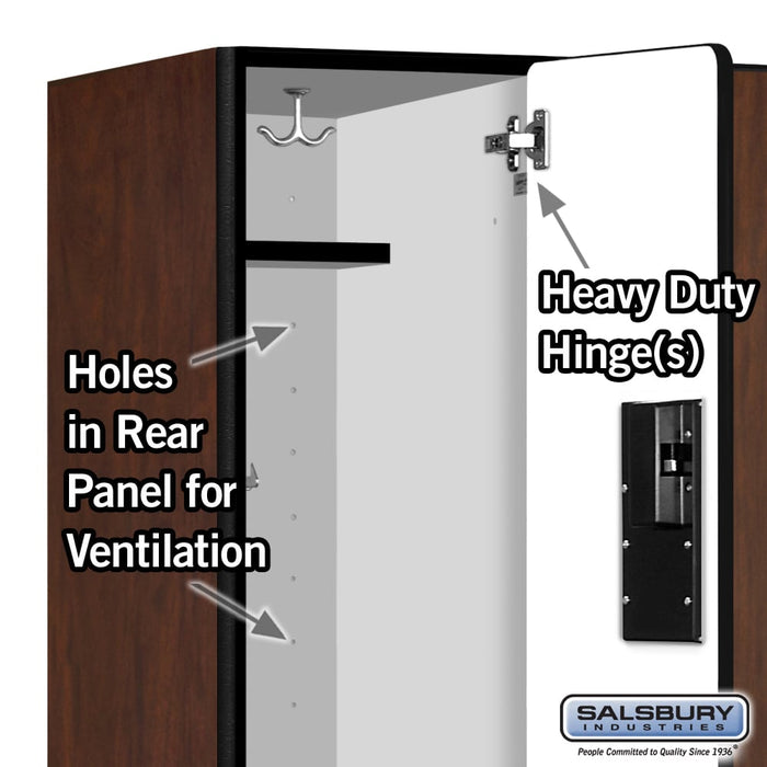 Salsbury 12" Wide Double Tier Designer Wood Locker - 3 Wide - 6 Feet High - 18 Inches Deep - Mahogany - Hasps - Sweatfully