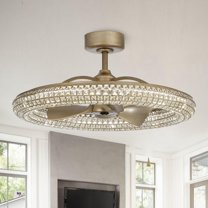33" Modern DC Motor Crystal Ceiling Fan with Lighting and Remote Control - Sweatfully