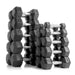 XMARK 10-Pairs, 5 to 50 lbs. Hex Dumbbells Includes 3-Tier Storage Rack XM-3107.1-BLACK-AND-550S - Sweatfully
