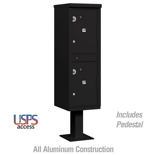 Salsbury Outdoor Parcel Locker with 2 Compartments in Black with USPS Access – Type I - Sweatfully