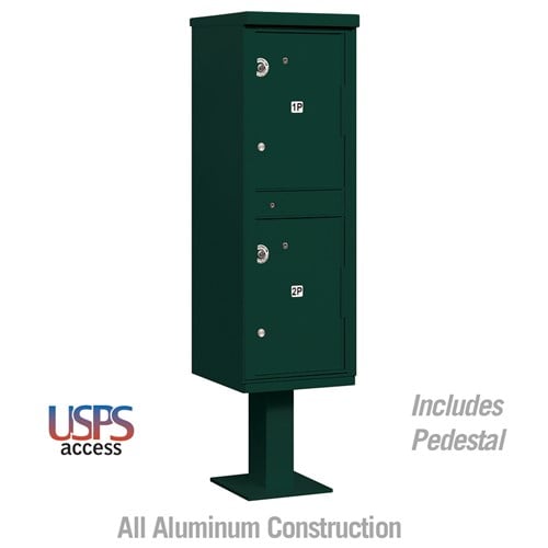 Salsbury Outdoor Parcel Locker with 2 Compartments in Green with USPS Access – Type I - Sweatfully