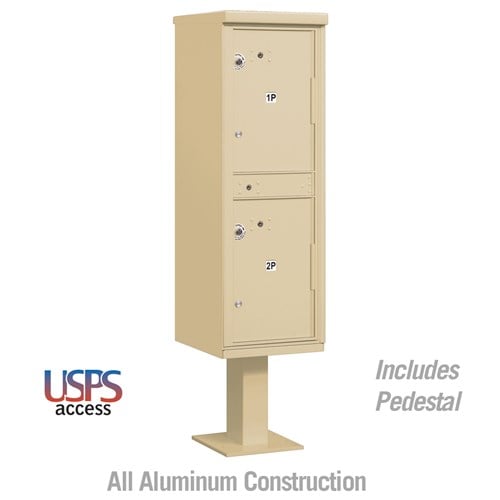Salsbury Outdoor Parcel Locker with 2 Compartments in Sandstone with USPS Access – Type I - Sweatfully