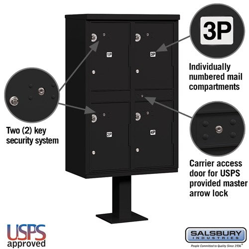 Salsbury Outdoor Parcel Locker with 4 Compartments with USPS Access – Type II Mailbox - Sweatfully