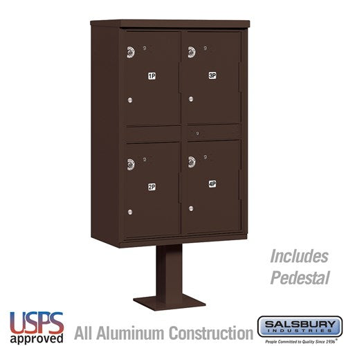 Salsbury Outdoor Parcel Locker with 4 Compartments in Bronze with USPS Access – Type II - Sweatfully