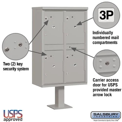 Salsbury Outdoor Parcel Locker with 4 Compartments with USPS Access – Type II Mailbox - Sweatfully