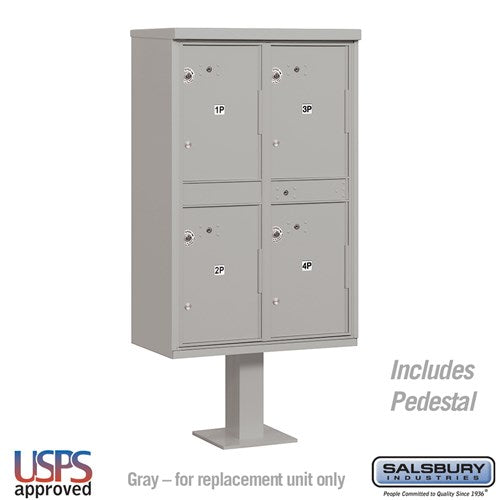 Salsbury Outdoor Parcel Locker with 4 Compartments in Gray with USPS Access – Type II - Sweatfully