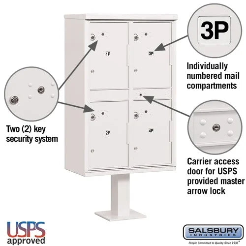 Salsbury Outdoor Parcel Locker with 4 Compartments with USPS Access – Type II Mailbox - Sweatfully