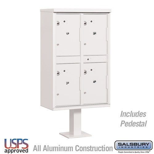 Salsbury Outdoor Parcel Locker with 4 Compartments in White with USPS Access – Type II - Sweatfully