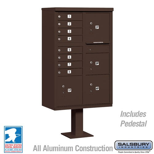 Salsbury Cluster Box Unit with 8 Doors and 4 Parcel Lockers in Bronze with USPS Access – Type VI - Sweatfully