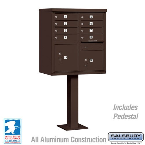 Salsbury Cluster Box Unit with 8 Doors and 2 Parcel Lockers in Bronze with USPS Access – Type I - Sweatfully