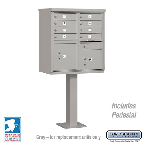 Salsbury Cluster Box Unit with 8 Doors and 2 Parcel Lockers in Gray with USPS Access – Type I - Sweatfully