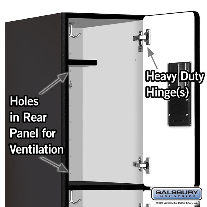 Salsbury 12" Wide Triple Tier Designer Wood Locker - 1 Wide - 5 Feet High - 21 Inches Deep - Black - Hasps - Sweatfully