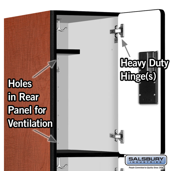 Salsbury 12" Wide Triple Tier Designer Wood Locker - 1 Wide - 5 Feet High - 21 Inches Deep - Cherry - Hasps - Sweatfully