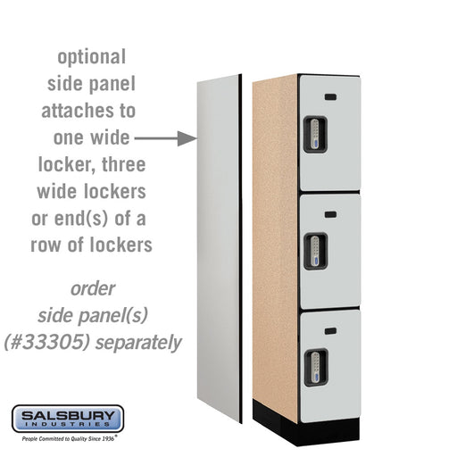 Salsbury 12" Wide Triple Tier Designer Wood Locker - 1 Wide - 5 Feet High - 21 Inches Deep - Gray - Silver Electronic Locks - Sweatfully