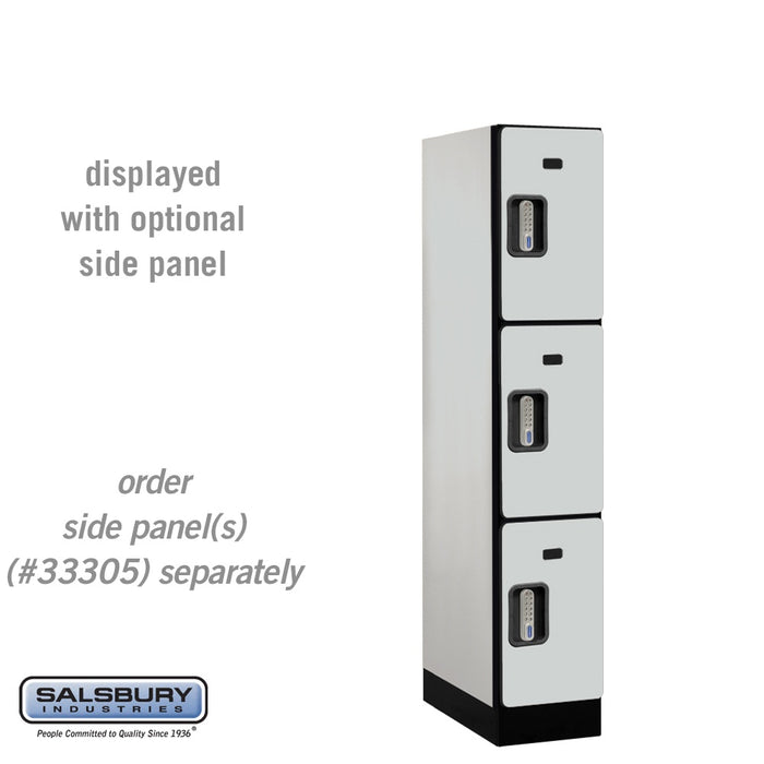 Salsbury 12" Wide Triple Tier Designer Wood Locker - 1 Wide - 5 Feet High - 21 Inches Deep - Gray - Silver Electronic Locks - Sweatfully