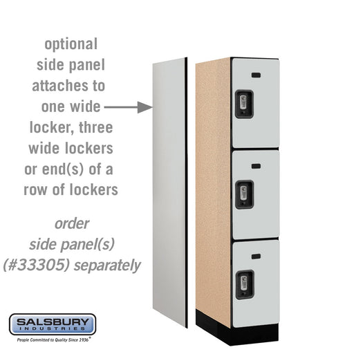 Salsbury 12" Wide Triple Tier Designer Wood Locker - 1 Wide - 5 Feet High - 21 Inches Deep - Gray - Silver Resettable Combination Locks - Sweatfully