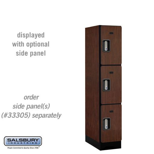 Salsbury 12" Wide Triple Tier Designer Wood Locker - 1 Wide - 5 Feet High - 21 Inches Deep - Mahogany - Silver Electronic Locks - Sweatfully