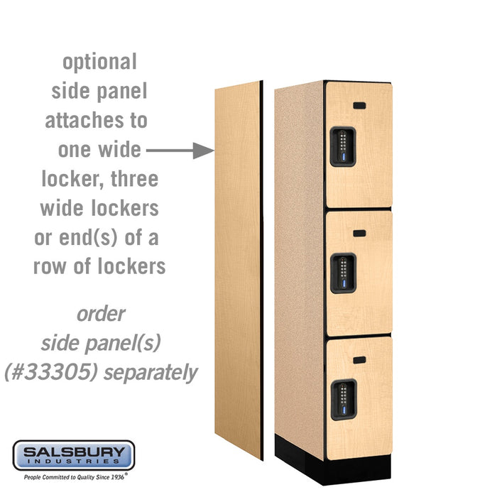 Salsbury 12" Wide Triple Tier Designer Wood Locker - 1 Wide - 5 Feet High - 21 Inches Deep - Maple - Black Electronic Locks - Sweatfully