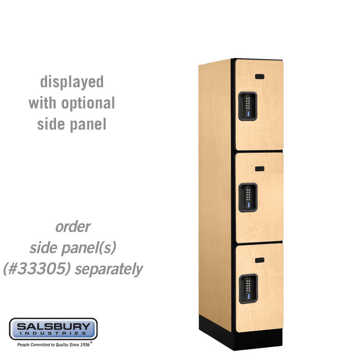 Salsbury 12" Wide Triple Tier Designer Wood Locker - 1 Wide - 5 Feet High - 21 Inches Deep - Maple - Black Electronic Locks - Sweatfully