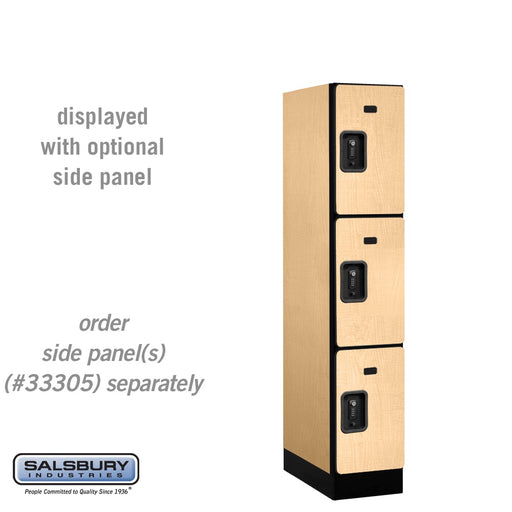 Salsbury 12" Wide Triple Tier Designer Wood Locker - 1 Wide - 5 Feet High - 21 Inches Deep - Maple - Black Resettable Combination Locks - Sweatfully